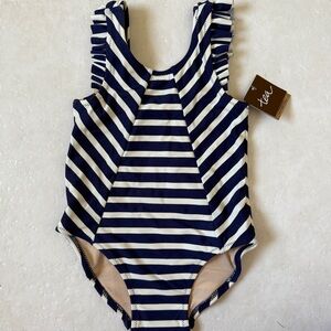 Tea Collection One Piece Swimsuit Navy White Stripe New Tags size 18-24 months